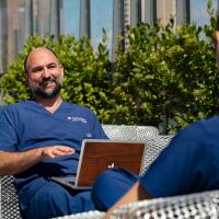 Two Columbia Nursing students studying.